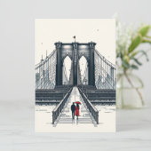 NYC Liefdesvibes - Moderne Brooklyn Bridge Valenti Feestdagenkaart (Staand voorkant)