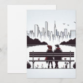 NYC Love Vibe - Modern minimalistisch Feestdagenkaart (Voorkant / Achterkant)