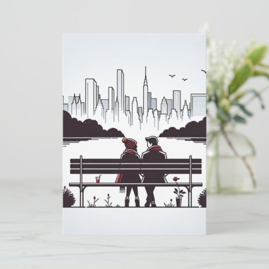 NYC Love Vibe - Modern minimalistisch Feestdagenkaart (Staand voorkant)