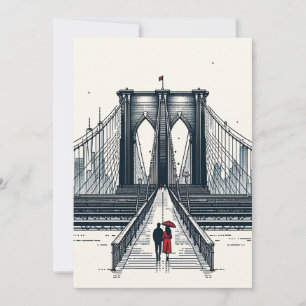 NYC Love Vibe - Moderne Brooklyn Bridge Valentijns Feestdagenkaart