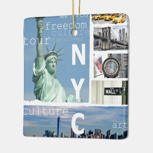Nyc Manhattan Brooklyn Bridge Liberty Statue Keramisch Ornament (Links)