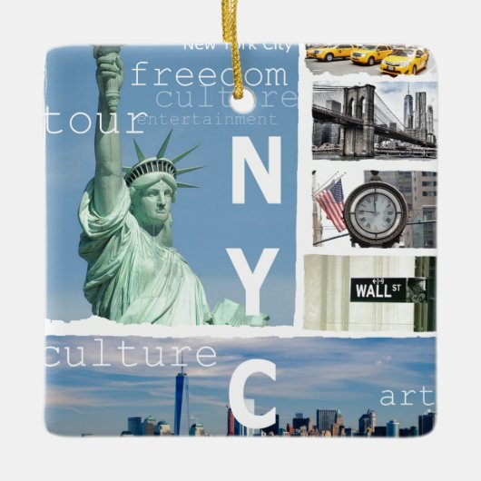 Nyc Manhattan Brooklyn Bridge Liberty Statue Keramisch Ornament (Voorkant)