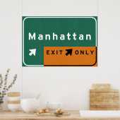 NYC Manhattan Exit Interstate Highway Road Poster (Keuken)