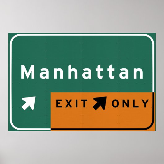 NYC Manhattan Exit Interstate Highway Road Poster (Voorkant)