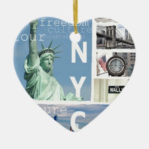 Nyc Manhattan Liberty Statue Brooklyn Bridge Keramisch Ornament
