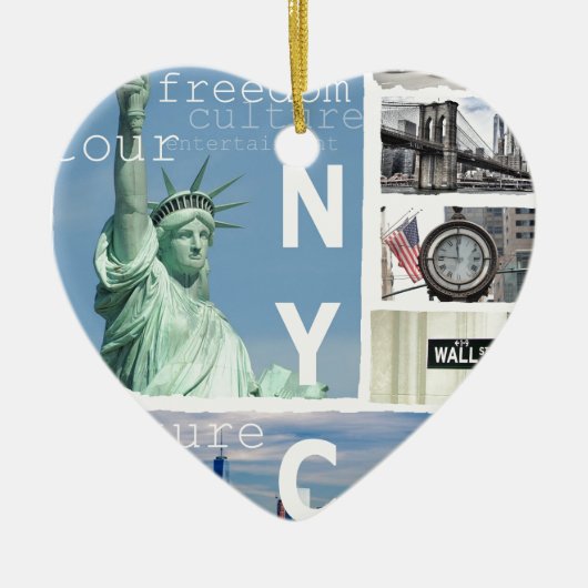 Nyc Manhattan Liberty Statue Brooklyn Bridge Keramisch Ornament (Voorkant)
