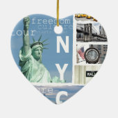 Nyc Manhattan Liberty Statue Brooklyn Bridge Keramisch Ornament (Achterkant)