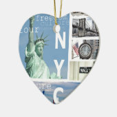 Nyc Manhattan Liberty Statue Brooklyn Bridge Keramisch Ornament (Links)