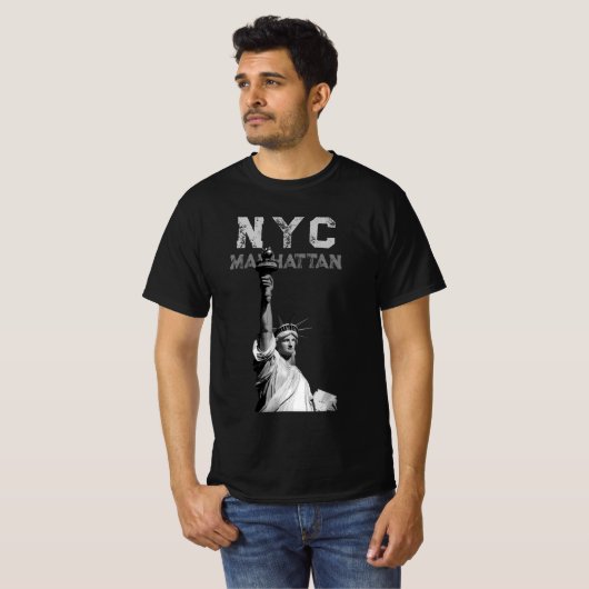 Nyc Manhattan Liberty Statue Mannen Modern T-shirt (Voorkant volledig)
