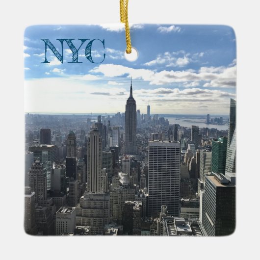 NYC Manhattan Zonnige Skyline Empire State Keramisch Ornament (Voorkant)