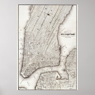 NYC Map City Skyline Poster