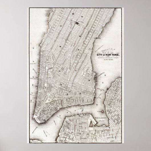  NYC Map City Skyline Poster (Voorkant)