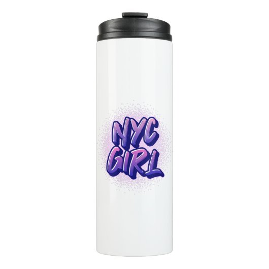 NYC Meisje Graffiti Stijl Thermosbeker (Voorkant)