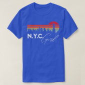 NYC Meisje Retro Sunset City Skyline Souvenir T-shirt (Design voorkant)