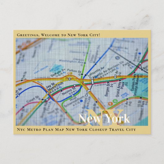 Nyc Metro Plan Map New York Closeup Travel City Briefkaart (Voorkant)
