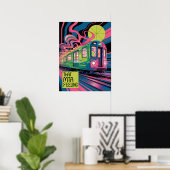 NYC Metro Psychedelische MTA Trein Kunststijl Poster (Thuiskantoor)