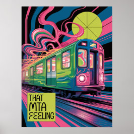 NYC Metro Psychedelische MTA Trein Kunststijl Poster