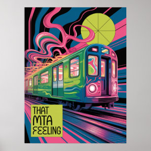 NYC Metro Psychedelische MTA Trein Kunststijl Poster