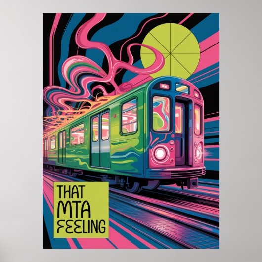 NYC Metro Psychedelische MTA Trein Kunststijl Poster (Voorkant)