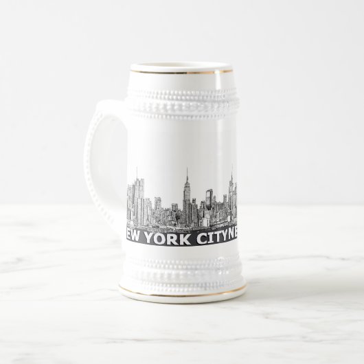 NYC monochrome skyline tekst Bierpul (Voorkant links)