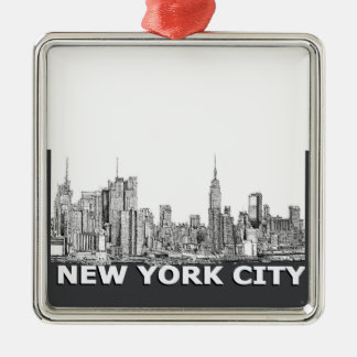 NYC monochrome skyline tekst Metalen Ornament