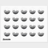 NYC monochrome skyline tekst Ronde Sticker (Vel)