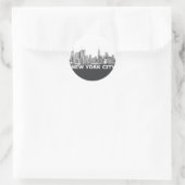 NYC monochrome skyline tekst Ronde Sticker (Tas)