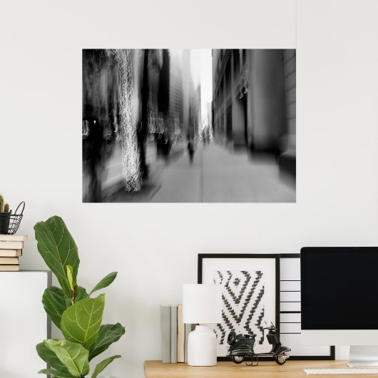 NYC Monochroom Abstract Poster (Thuiskantoor)