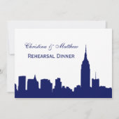 NYC Navy Blue Skyline Silhouette Rehearsal Dinner Kaart (Achterkant)