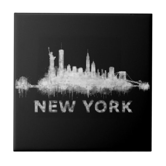 NYC New York black-White Skyline cityscape v01 Tegeltje (Voorkant)