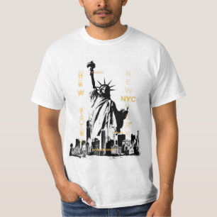 Nyc New York Brooklyn Bridge Liberty Statue Mannen T-shirt
