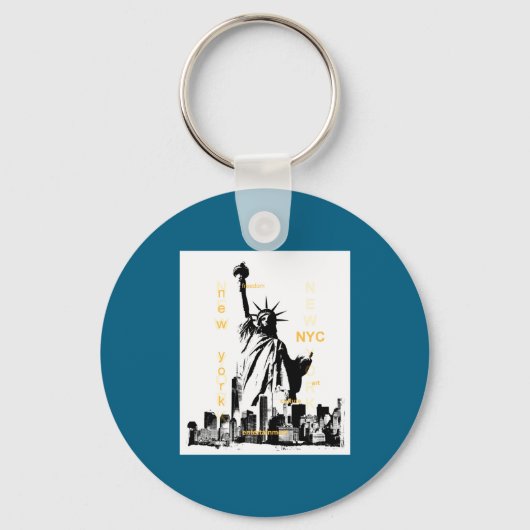 Nyc New York Brooklyn Bridge Liberty Statue Mens Sleutelhanger (Voorkant)