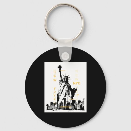 Nyc New York Brooklyn Bridge Liberty Statue Mens _ Sleutelhanger (Voorkant)