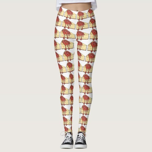 NYC New York Cherry Cheesecake Cheese Cake Foodie Leggings (Voorkant)