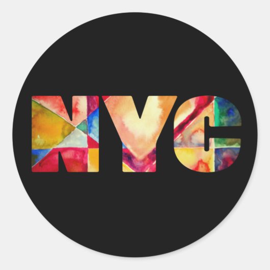 NYC New York City Artsy Trendy Kleurrijke Waterver Ronde Sticker (Voorkant)