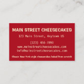 NYC New York City Cheesecake Bakery van voedsel Visitekaartje (Achterkant)