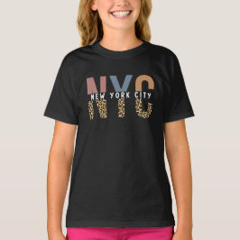 NYC New York City Cheetah print Typografie T-shirt