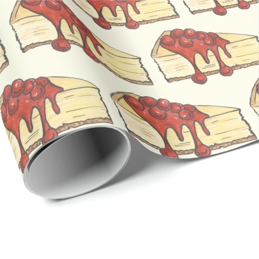 NYC New York City Cherry Cheesecake Slice Dessert Cadeaupapier (Rol Hoek)