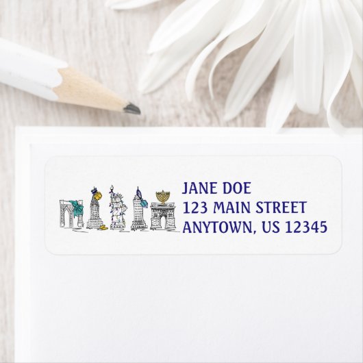 NYC New York City Hanukkah Chanukah Adresetiketten Etiket (Insitu)