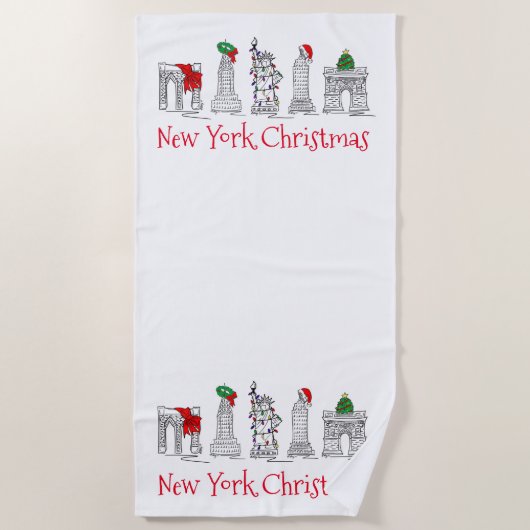 NYC New York City Kerstmis Holiday Landmark Strandlaken (Voorkant)