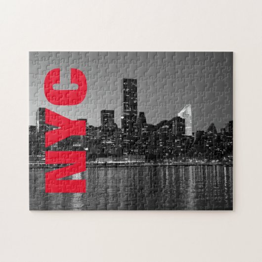 NYC New York City Manhattan Night Black White Legpuzzel (Horizontaal)