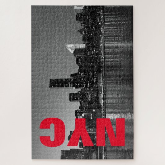 NYC New York City Manhattan Night Black White Legpuzzel (Verticaal)
