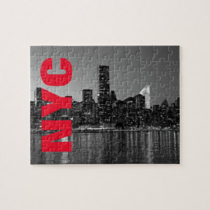 NYC New York City Manhattan Night Black White Legpuzzel