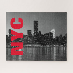 NYC New York City Manhattan Night Black White Legpuzzel