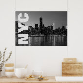 NYC New York City Manhattan Night Black White Poster (Keuken)