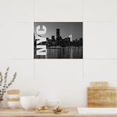NYC New York City Manhattan Night Black White Poster (Keuken)