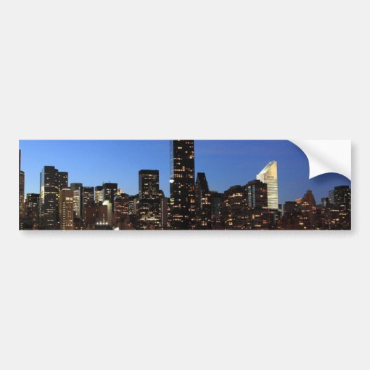 NYC New York City Manhattan Night Bumpersticker (Voorkant)