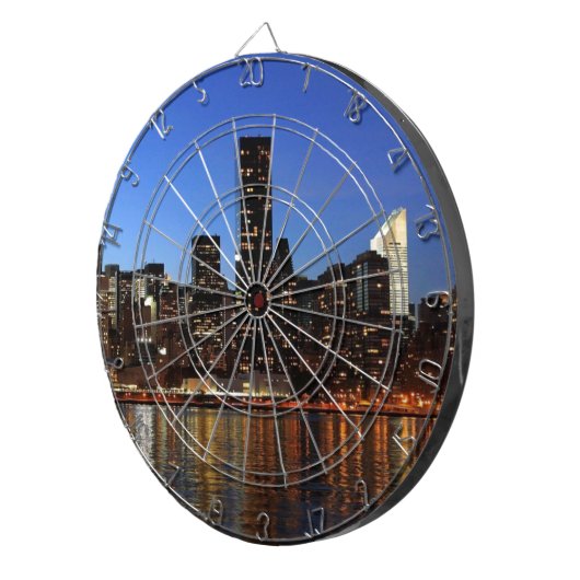 NYC New York City Manhattan Night Dartbord (Voorkant Rechts)