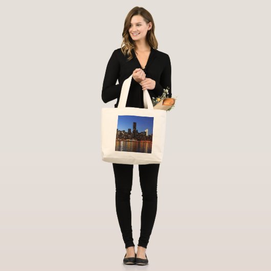 NYC New York City Manhattan Night Grote Tote Bag (Voorkant (model))