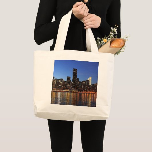 NYC New York City Manhattan Night Grote Tote Bag (Voorkant (product))